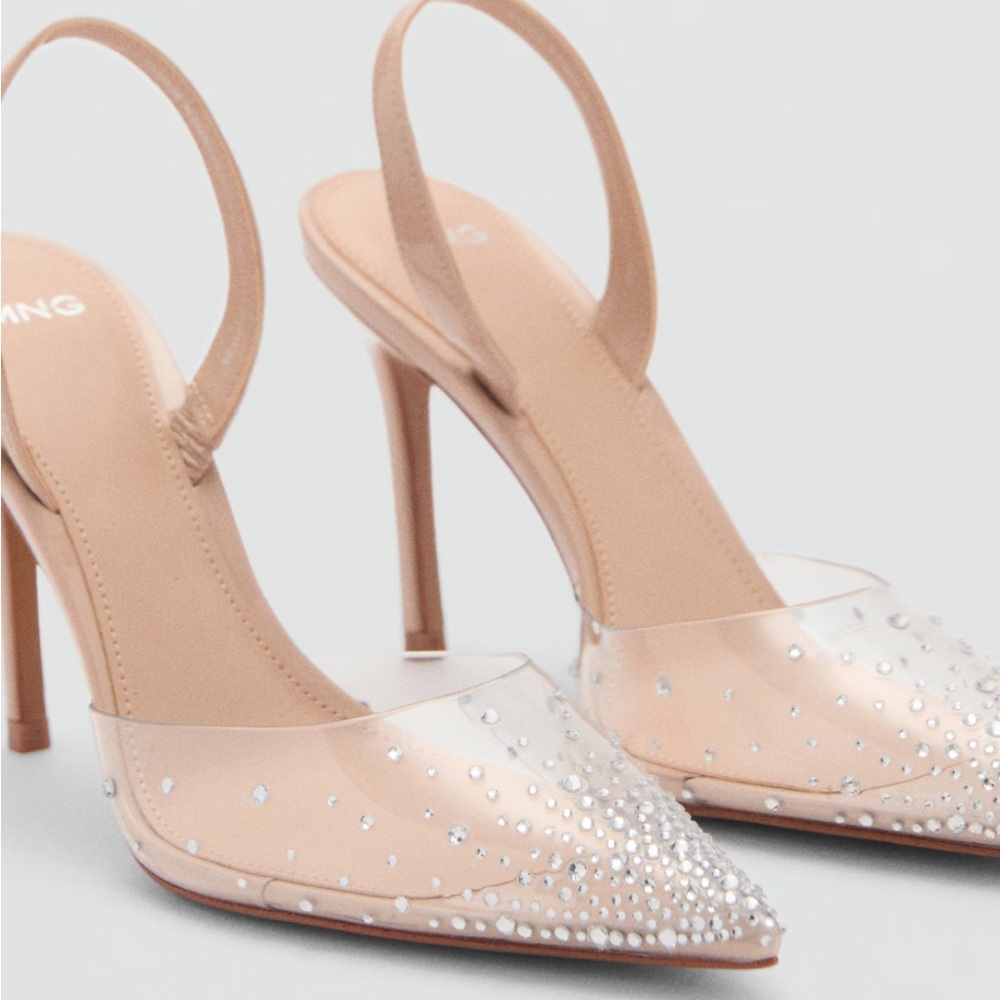 Mango Tan Heels with Rhinestone Accents